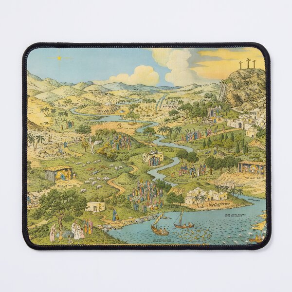 Item preview, The Land of the New Testament | Vintage Art Print Poster | Religious Child Wall Decor | Life of Jesus Pictorial Map designed and sold by codeslinger.