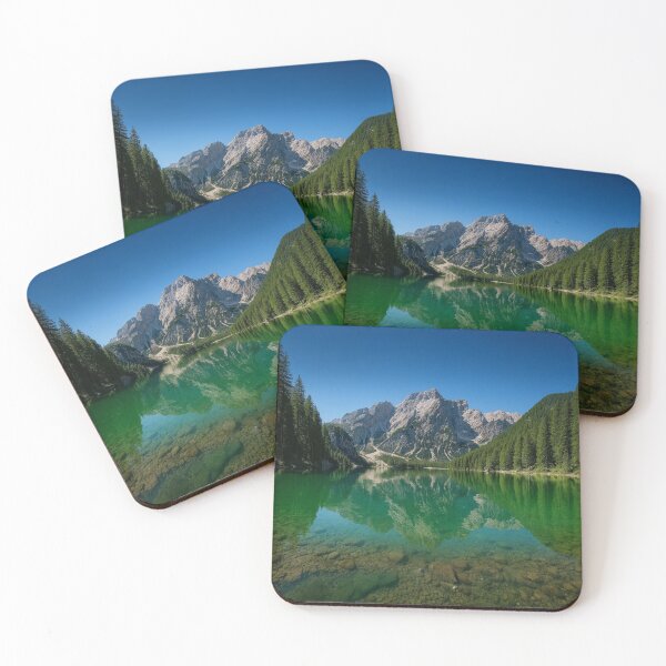 Item preview, Dolomites Lake Braies Emerald Mountain Reflection Fine Art Photography designed and sold by Nexus Space.