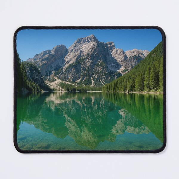 Item preview, Dolomites Lake Braies Emerald Mountain Reflection Fine Art Photography designed and sold by Nexus Space.