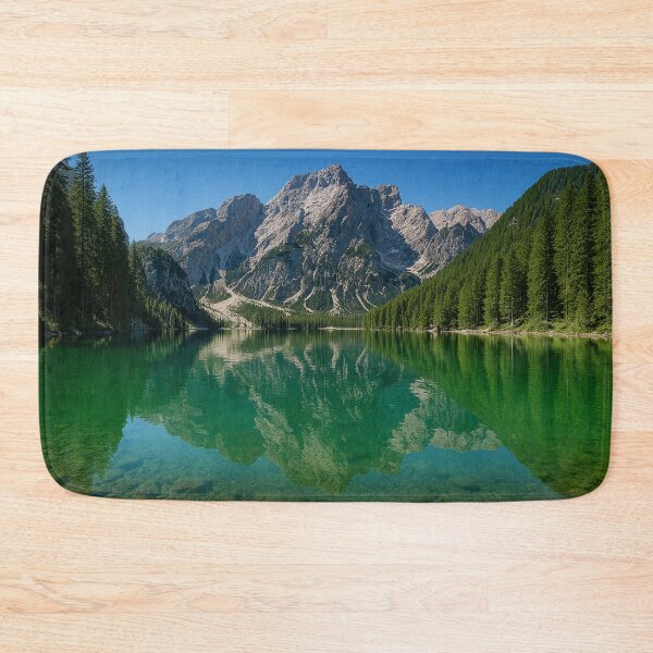 Item preview, Dolomites Lake Braies Emerald Mountain Reflection Fine Art Photography designed and sold by Nexus Space.