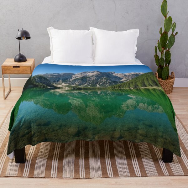 Item preview, Dolomites Lake Braies Emerald Mountain Reflection Fine Art Photography designed and sold by Nexus Space.