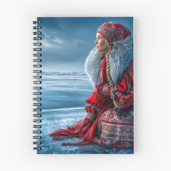 Item preview, Elegant Woman in Traditional Red Dress on Ice designed and sold by Artessie.