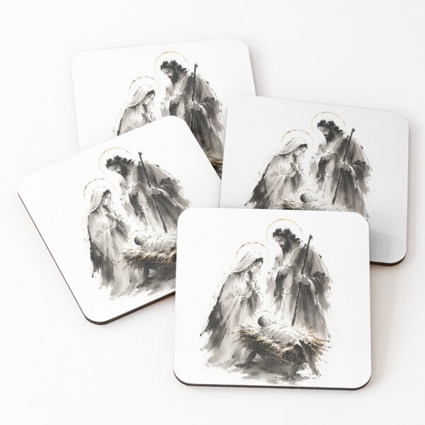 Item preview, Holy Nativity Ink Wash Christian Art designed and sold by Phos Creatives.