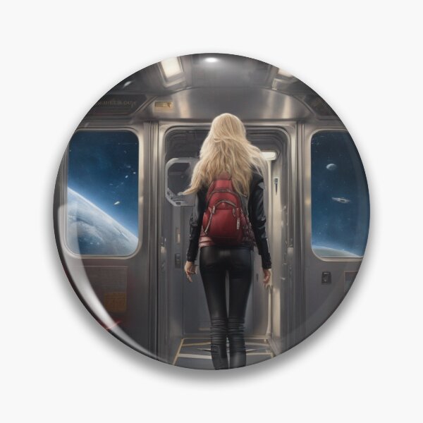 Item preview, Cosmic Train Commuter Cyberpunk Blonde Woman Space Painting designed and sold by UmSkelig834.