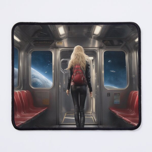 Item preview, Cosmic Train Commuter Cyberpunk Blonde Woman Space Painting designed and sold by UmSkelig834.