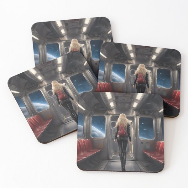 Item preview, Cosmic Train Commuter Cyberpunk Blonde Woman Space Painting designed and sold by UmSkelig834.