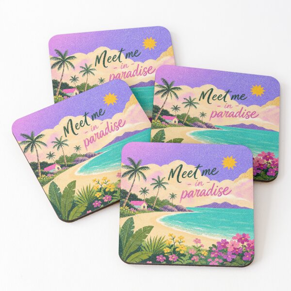 Item preview, Meet Me in Paradise Tropical Beach Vintage Poster designed and sold by Islabonita..