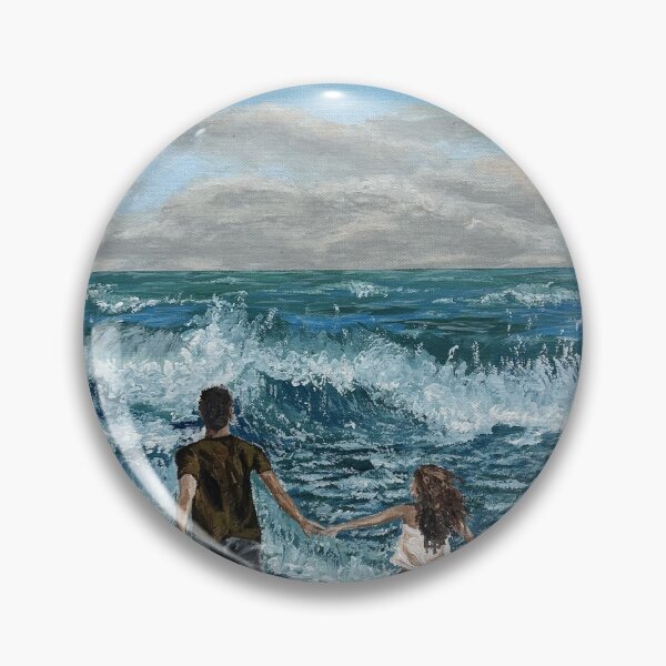 Item preview, Romantic Seascape Couple Walking, Ocean Waves Canvas Art designed and sold by alexnlanguages.