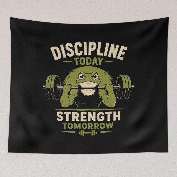 Item preview, Discipline Today Strength Tomorrow Motivational Gym Frog Design designed and sold by AMICO77.