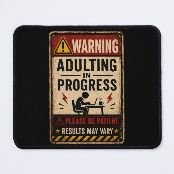Item preview, Adulting In Progress | Funny Warning Sign | Vintage Office Humor Design designed and sold by piketo.