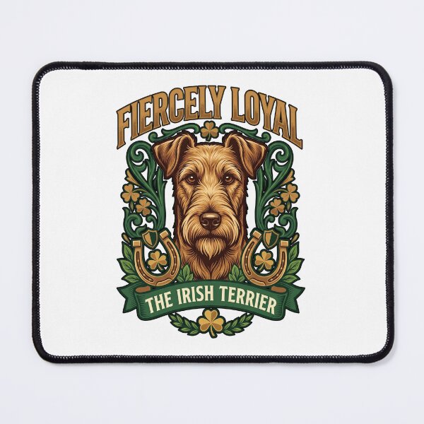 Item preview, Fiercely Loyal Irish Terrier Clover Horseshoe designed and sold by TeeARTHY.