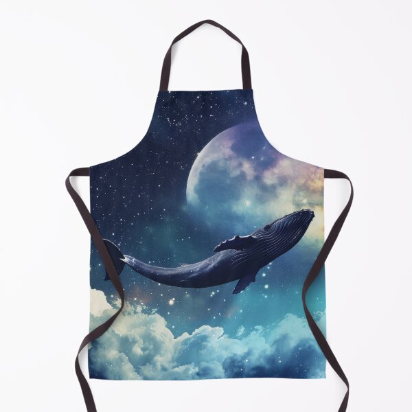 Item preview, Abstract collage of a big whale flying over the night sky covered with stars, moon, and clouds. Vivid colors. Vintage background.	 designed and sold by Soft Oddity.
