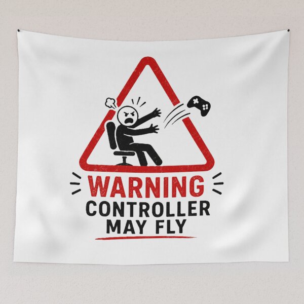 Item preview, Warning Controller May Fly - Funny Gamer Rage Quit Design designed and sold by House of Rein.