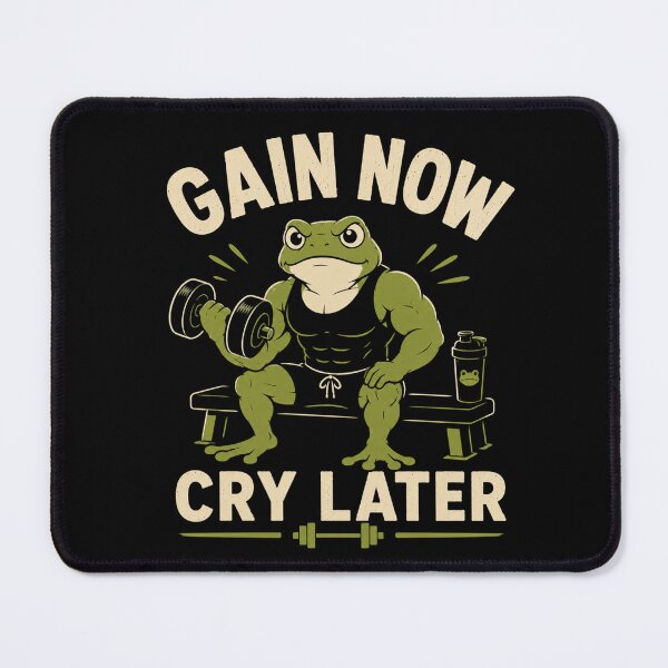 Item preview, Gain Now Cry Later Funny Gym Frog Weightlifting Design designed and sold by AMICO77.