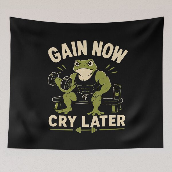 Item preview, Gain Now Cry Later Funny Gym Frog Weightlifting Design designed and sold by AMICO77.