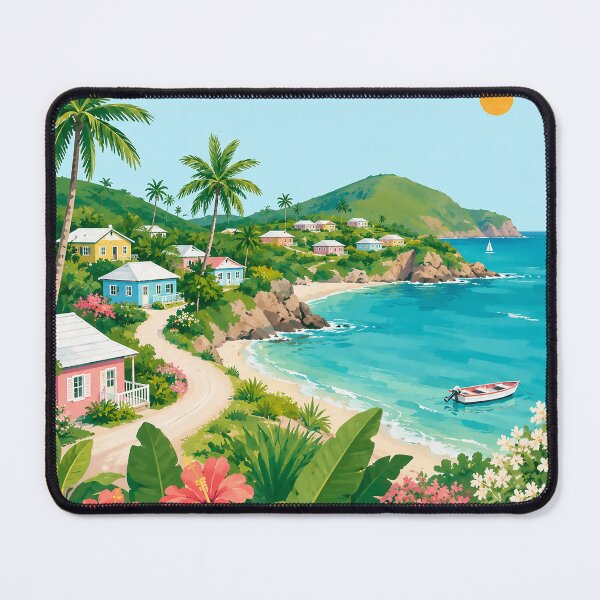 Item preview, Tropical Beach Landscape Vintage Coastal Art Print designed and sold by Islabonita..