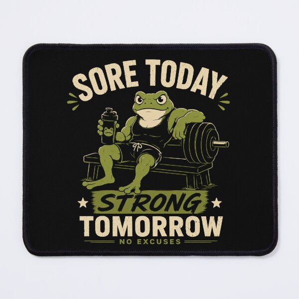 Item preview, Sore Today Strong Tomorrow Gym Frog Fitness Motivation Design designed and sold by AMICO77.