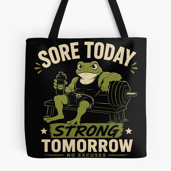 Item preview, Sore Today Strong Tomorrow Gym Frog Fitness Motivation Design designed and sold by AMICO77.