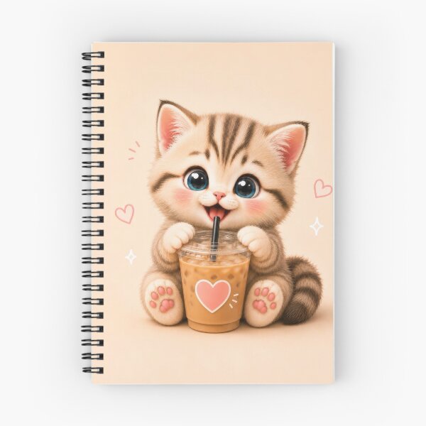 Item preview, Kitten Enjoying Iced Coffee designed and sold by dreamybyana.