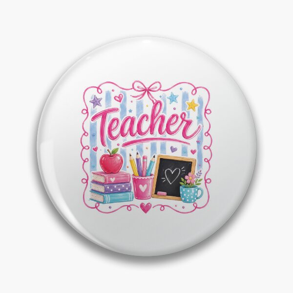 Item preview, Cute Teacher Pink Script Apple Books Chalkboard Coquette designed and sold by MAPDDesigns.
