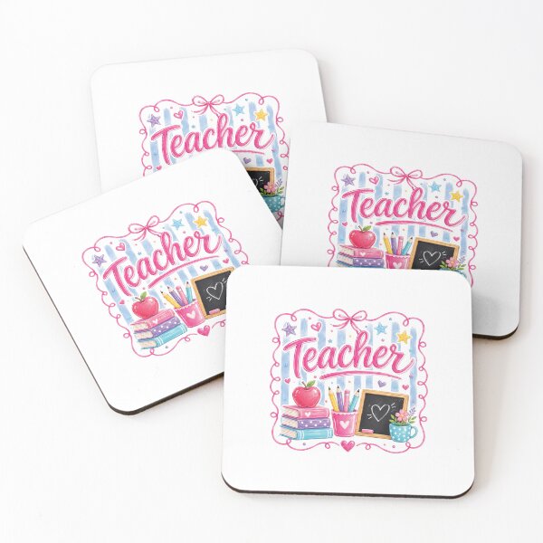 Item preview, Cute Teacher Pink Script Apple Books Chalkboard Coquette designed and sold by MAPDDesigns.