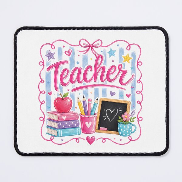 Item preview, Cute Teacher Pink Script Apple Books Chalkboard Coquette designed and sold by MAPDDesigns.