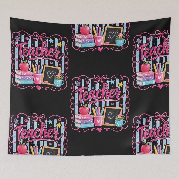 Item preview, Cute Teacher Pink Script Apple Books Chalkboard Coquette designed and sold by MAPDDesigns.