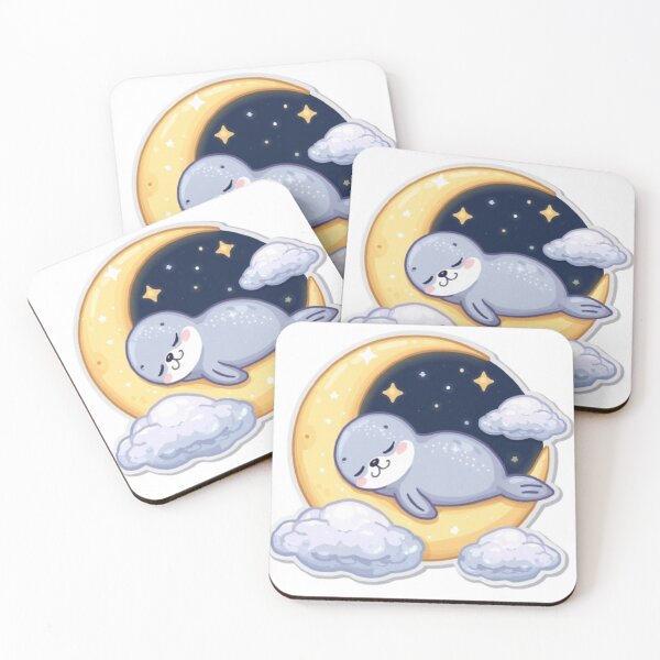 Item preview, Cute Sleepy Seal Kawaii Sticker | Dreamy Moon & Stars designed and sold by Stylestickers55.