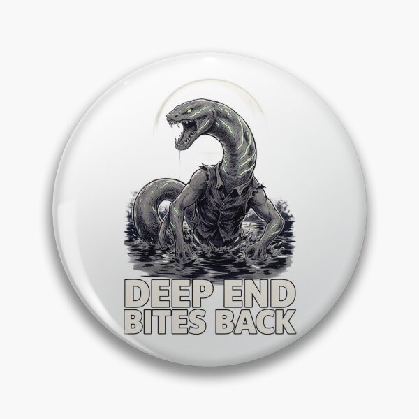 Item preview, Deep End Bites Back, Lake Creature Horror Vintage designed and sold by CryptReel.
