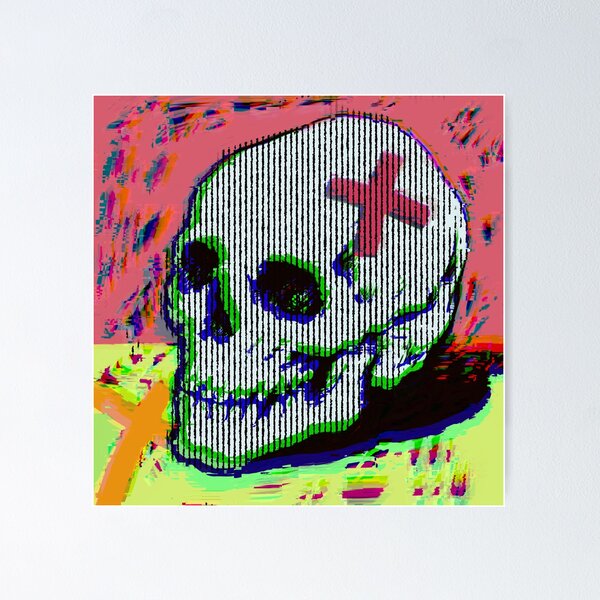 Item preview, Glitch Skull with Tape Crosses Pop Art designed and sold by MikZviagin.