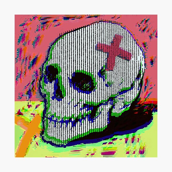 Item preview, Glitch Skull with Tape Crosses Pop Art designed and sold by MikZviagin.