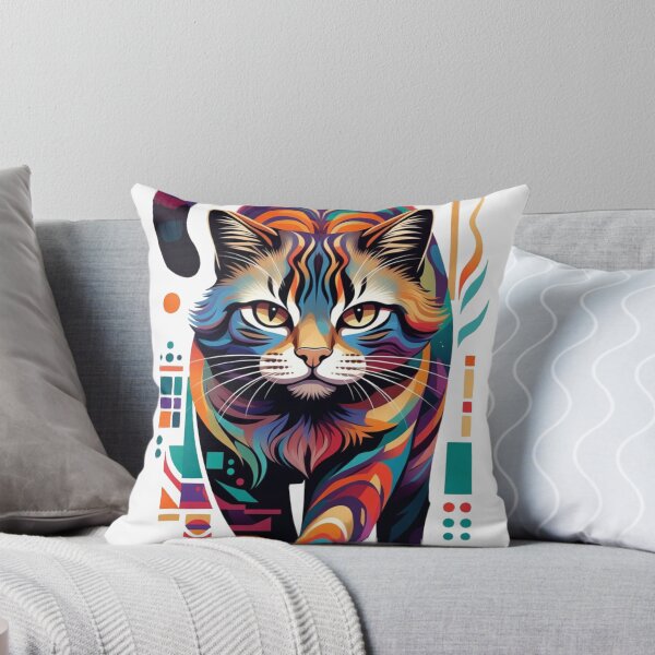 Item preview, Abstract Geometric Cat Multicolor Pop Art designed and sold by JonelleTshirts.