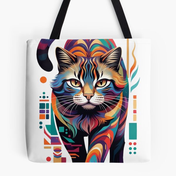 Item preview, Abstract Geometric Cat Multicolor Pop Art designed and sold by JonelleTshirts.