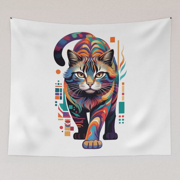 Item preview, Abstract Geometric Cat Multicolor Pop Art designed and sold by JonelleTshirts.