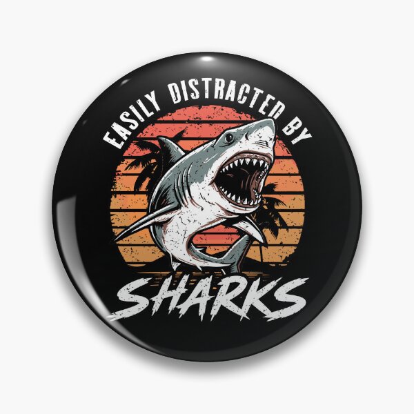 Item preview, Easily Distracted By Sharks Retro Sunset Great White designed and sold by Dmetalx Art Apparel.