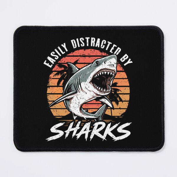 Item preview, Easily Distracted By Sharks Retro Sunset Great White designed and sold by Dmetalx Art Apparel.