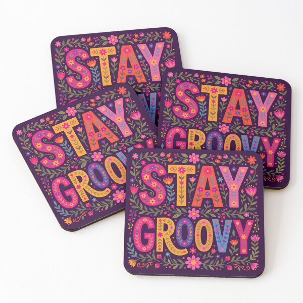 Item preview, Title Stay Groovy Retro Floral Typography designed and sold by Far Out Goods.