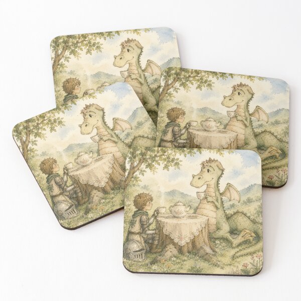 Item preview, Dragon Tea Party Watercolor Art Boy Knight Fantasy Gift designed and sold by RickE.