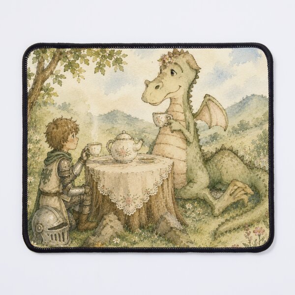 Item preview, Dragon Tea Party Watercolor Art Boy Knight Fantasy Gift designed and sold by RickE.