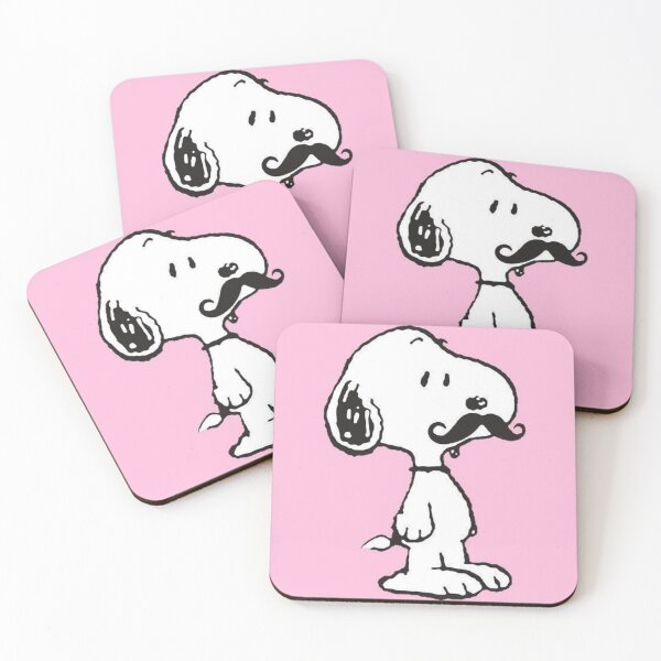 Item preview, Mustache Snoopy pink print sticker designed and sold by lineofEvermore.