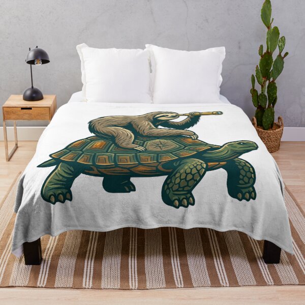 Artikelvorschau, Faultier reitet auf Schildkröte – Lustiges Meme mit langsamen Tieren entworfen und verkauft von TeeARTHY.