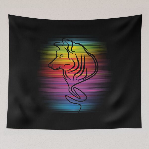 Item preview, Rainbow Striped Wolf T Shirt designed and sold by Yasser Attia.