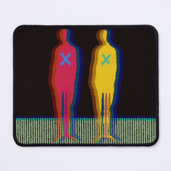 Item preview, Neon Glitch Walking Human Figures | Abstract Cyan Digital Duo designed and sold by MikZviagin.