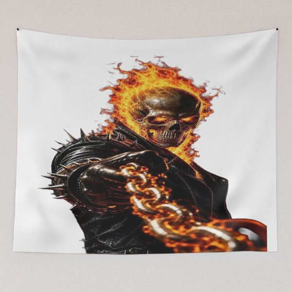Item preview, Ghost Rider - Flaming Skull and Infernal Chain (Cinematic Poster Style) designed and sold by RAYBIL.