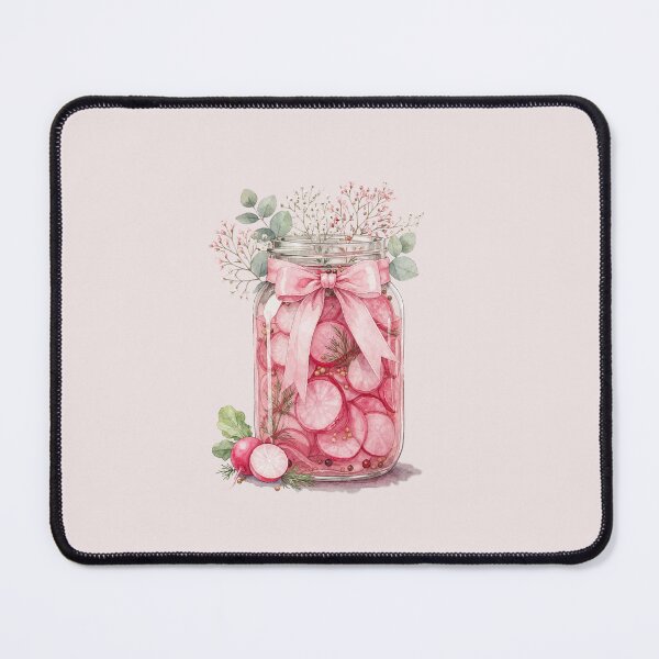 Item preview, Pink Pickled Radishes Watercolor | Cottagecore Mason Jar Botanical Illustration designed and sold by Verycutethings.