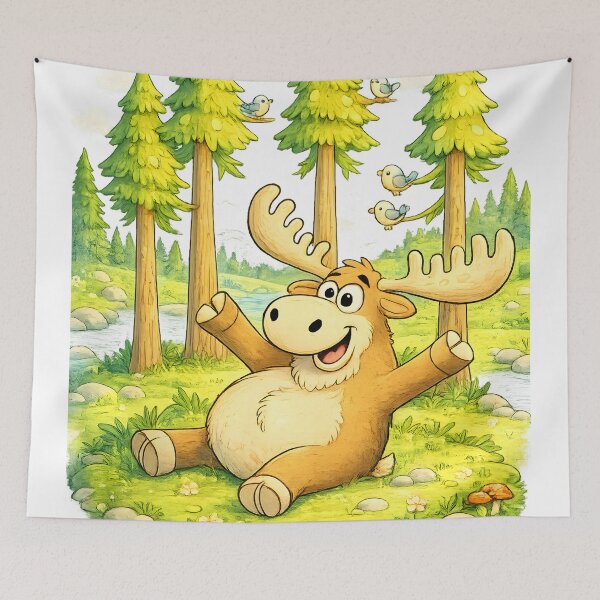 Item preview, Happy Forest Moose | Joyful Woodland Storybook Art designed and sold by Clothes With Smiling Animals Walt Gral.