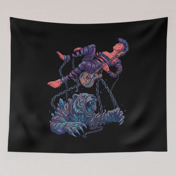 Item preview, Cyberpunk Guitarist Chained Crystal Bear Heavy Metal designed and sold by TeeARTHY.