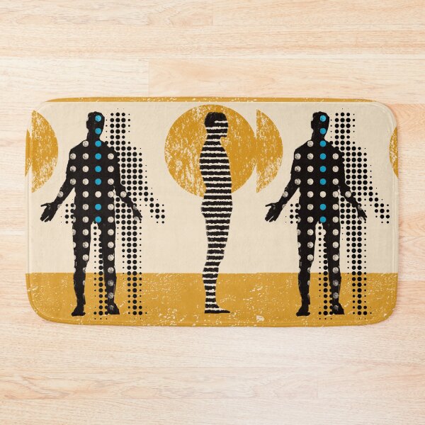 Item preview, Neon Glitch Human Silhouettes | Abstract Digital Duo with Dots and Stripes designed and sold by MikZviagin.