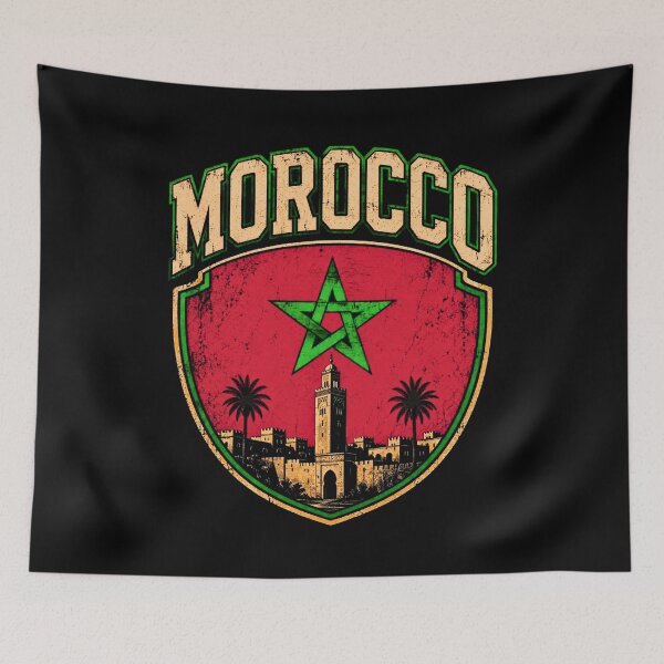 Item preview, Morocco Vintage Shield Flag Moroccan Pride Soccer Supporter designed and sold by bilal sibgui.