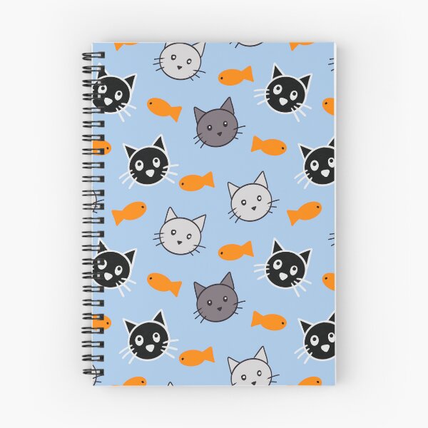 Item preview, Kawaii Cat Faces Goldfish Toss Seamless Pattern Blue Cat Lover designed and sold by CI Creative Design LLC.
